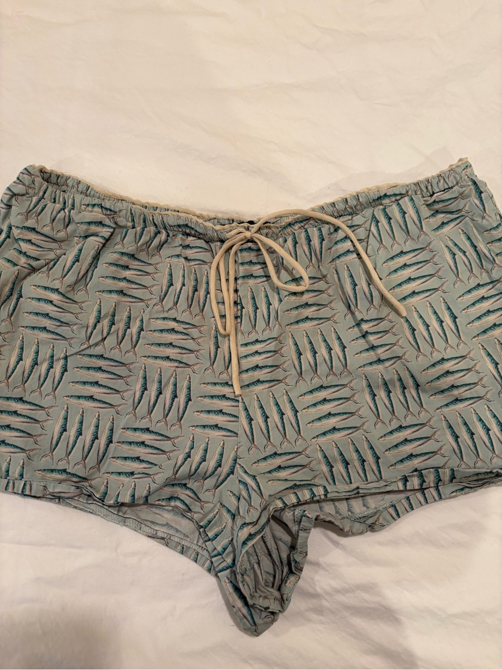 Zara Light Blue Barracuda Printed Drawstring Women’s Shorts XL